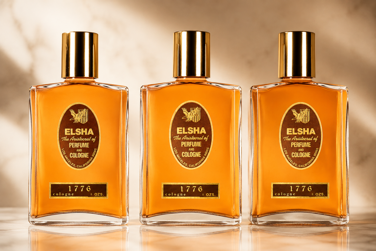 3 - 8 OZ BOTTLES OF ELSHA COLOGNE 1776