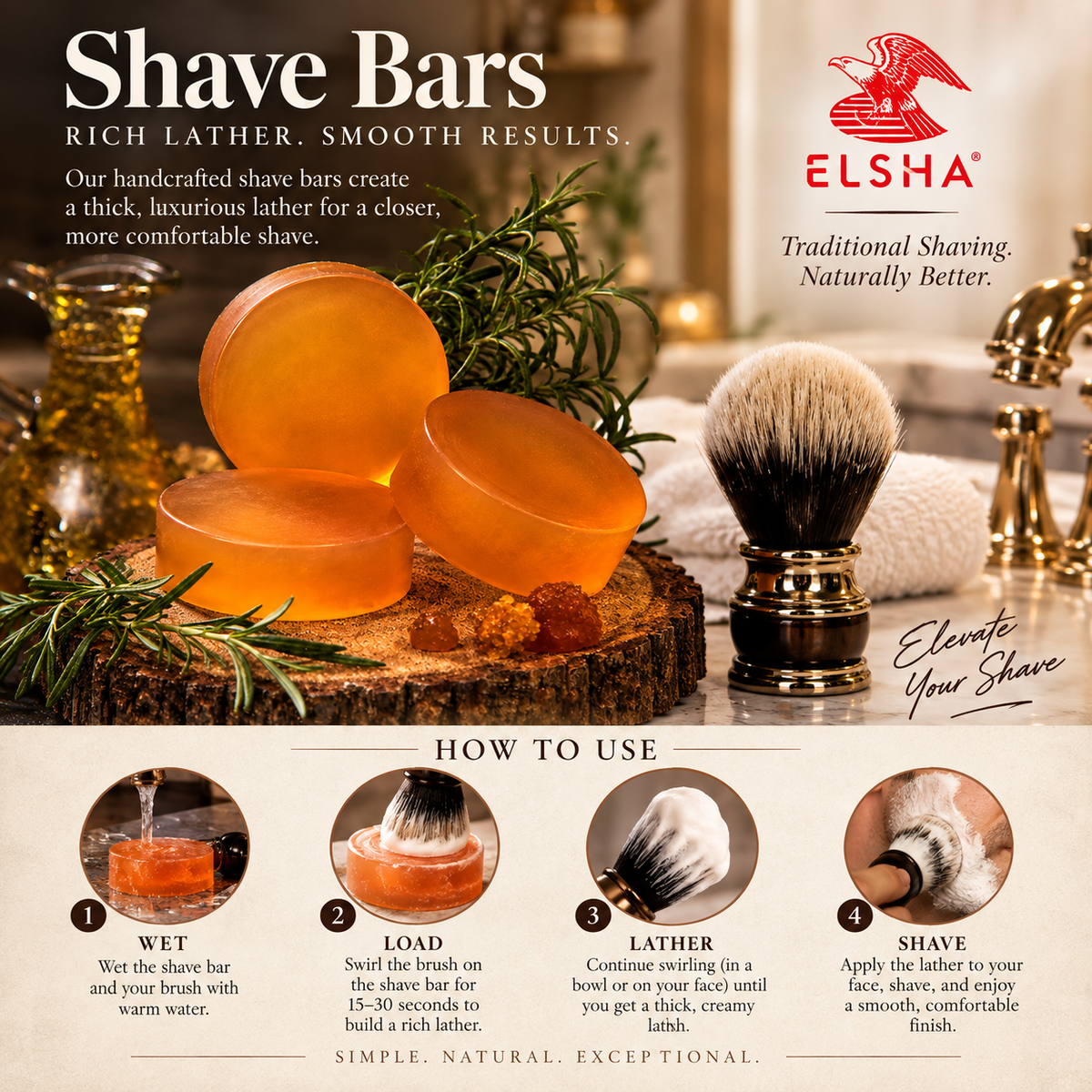 ELSHA 1776 GLYCERINE SHAVE BAR