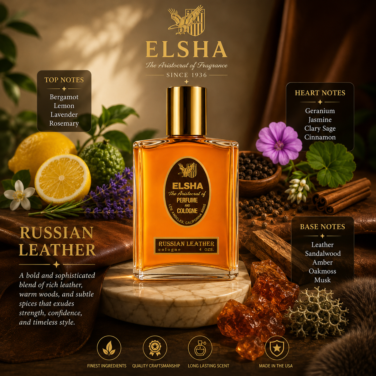 ELSHA RUSSIAN LEATHER-New Customer-4 FL ounces