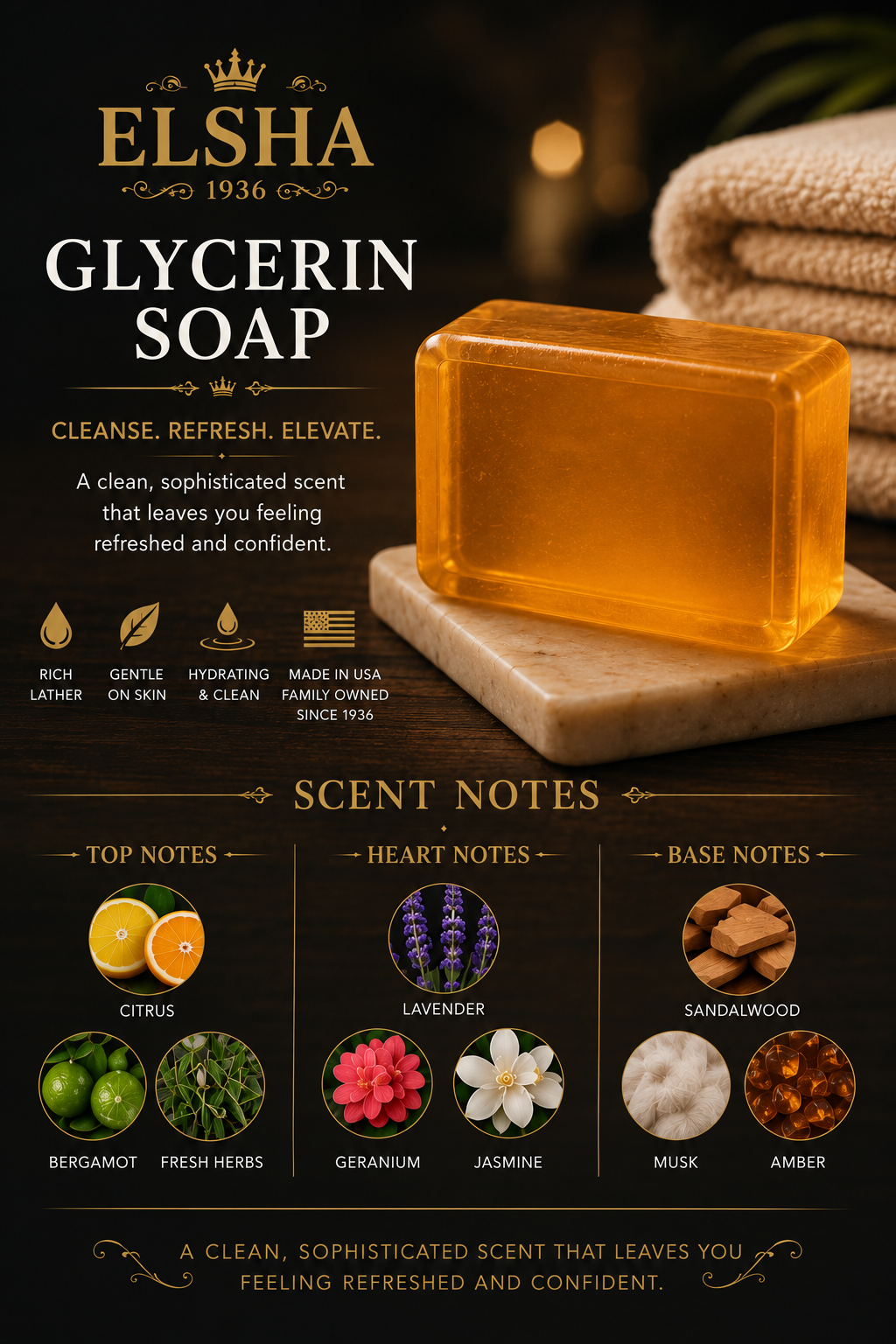 ELSHA 3 Pack 1776 Glycerine Soap