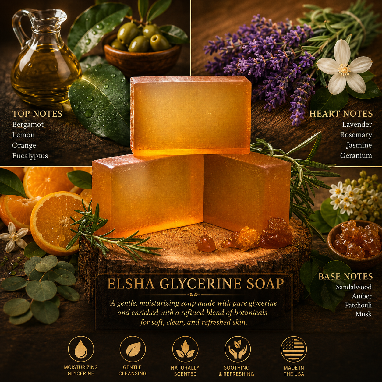 ELSHA 3 Pack 1776 Glycerine Soap